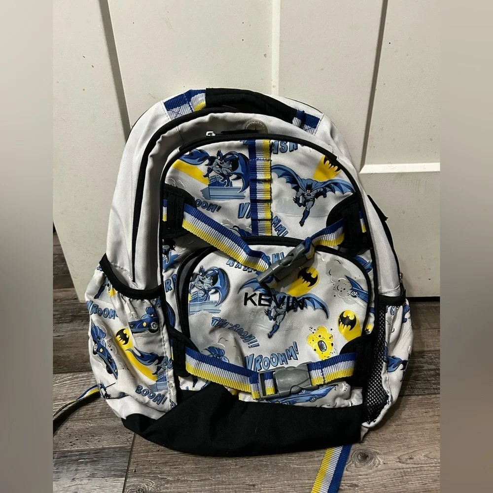 Pottery barn Kids “Kevin” Batman Themed Backpack Blue& Yellow